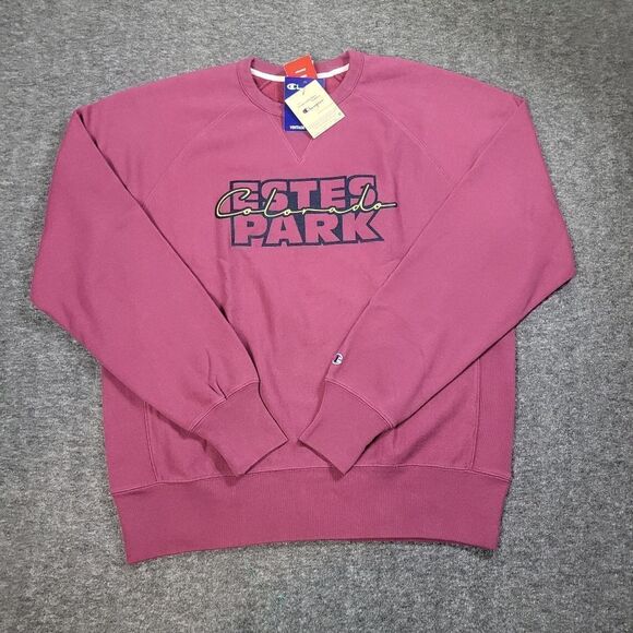 Vtg Champion Reverse Wave Estes Park Colorado Men’s Size L Crewbeck Sweater Red - Picture 1 of 10